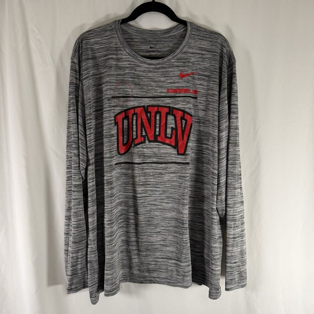 UNLV Rebels Nike Shirt Men's 3XL Heathered Grey Long Sleeve Crew Neck